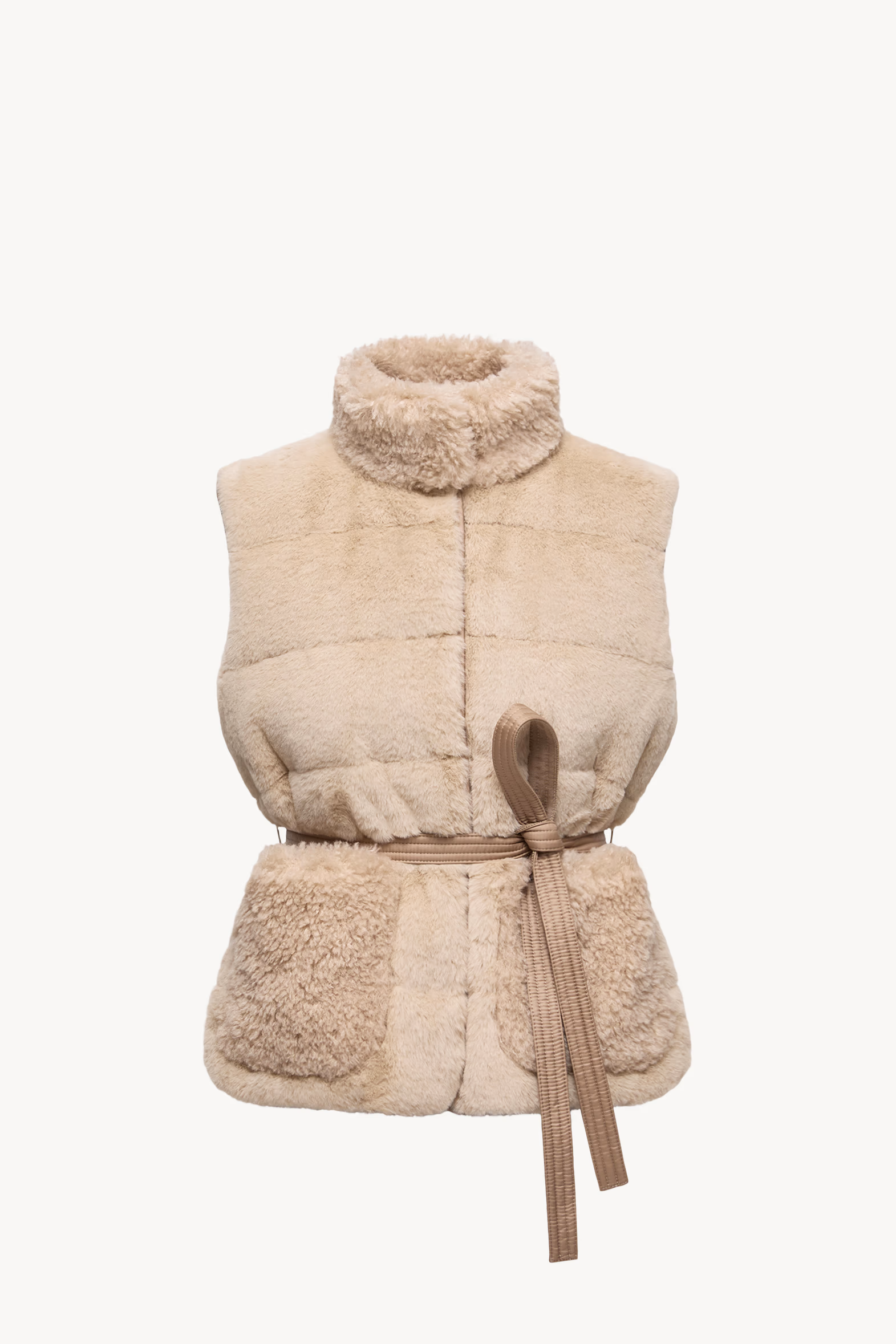 Joui Faux Fur & Teddy Down Vest Women White Ivory Moncler 2
